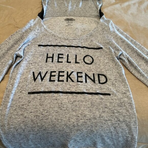 Hello Weekend Bling hooded Shirt XL and Tote Bag - New - Picture 1 of 6